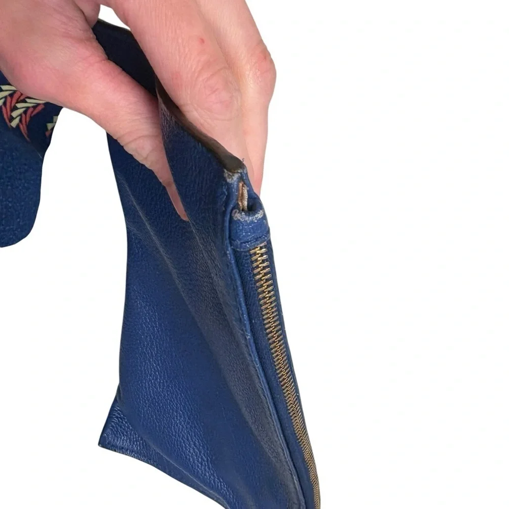 Michael kors blue leather wristlet clutch bag